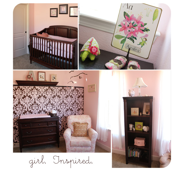 Pink and Brown Baby Nursery girl. Inspired.