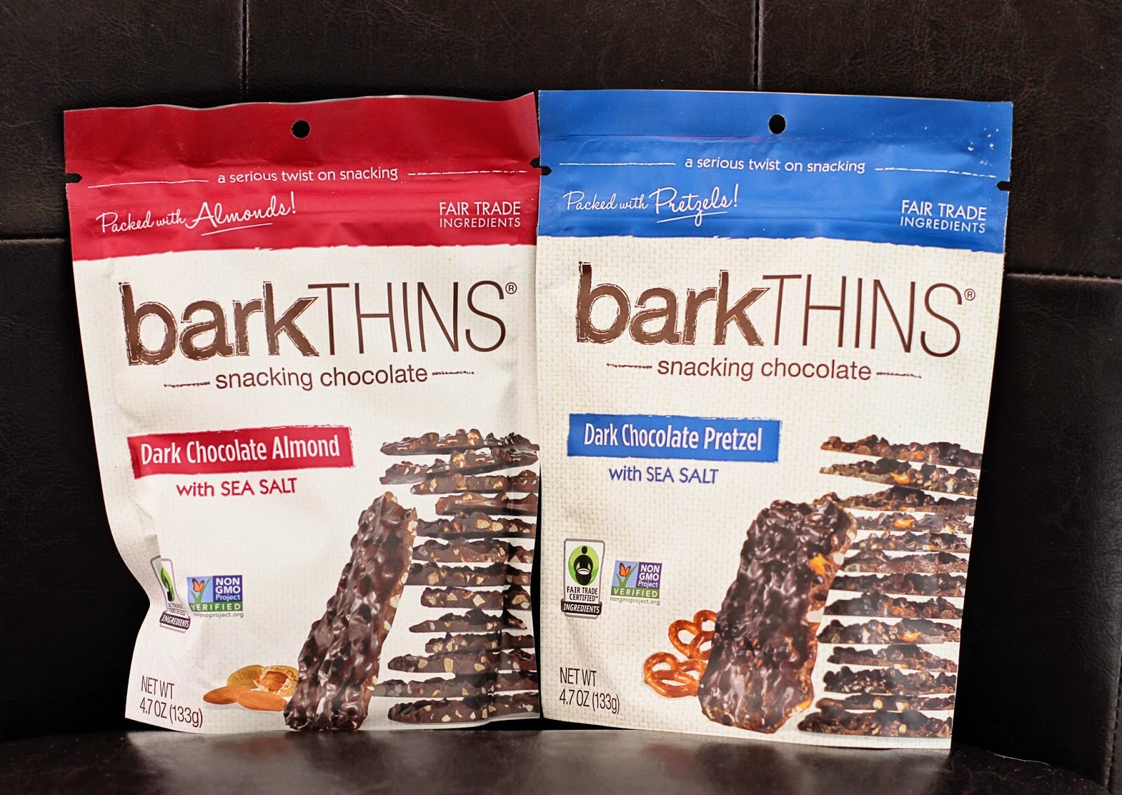 Trying Bark Thins Snacking Chocolate - Almond, Pretzel and Coconut 