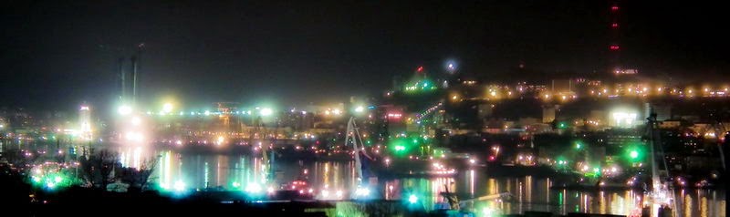  Ночной Владивосток - панорамная фотография.