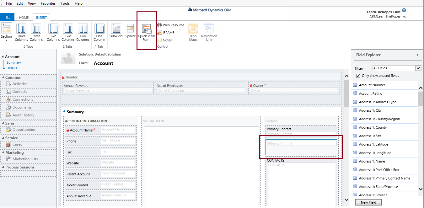 Microsoft Dynamics CRM 2013 Learn The Ropes Quick View Forms in CRM