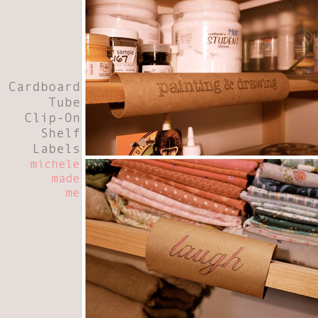 michele made me Cardboard Tube ClipOn Shelf Labels