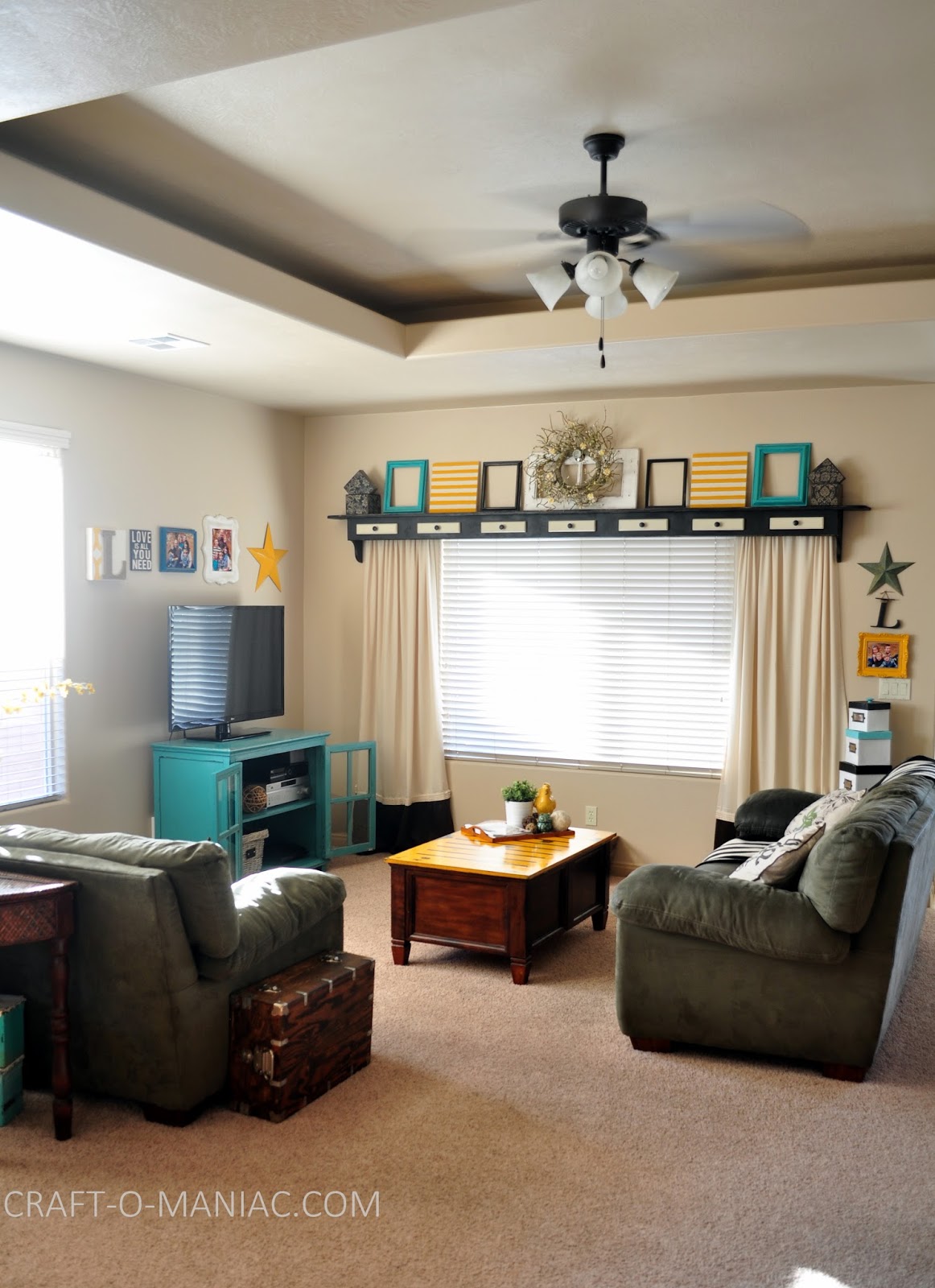 Home Decor My Turquoise And Yellow Family Room Craft O Maniac