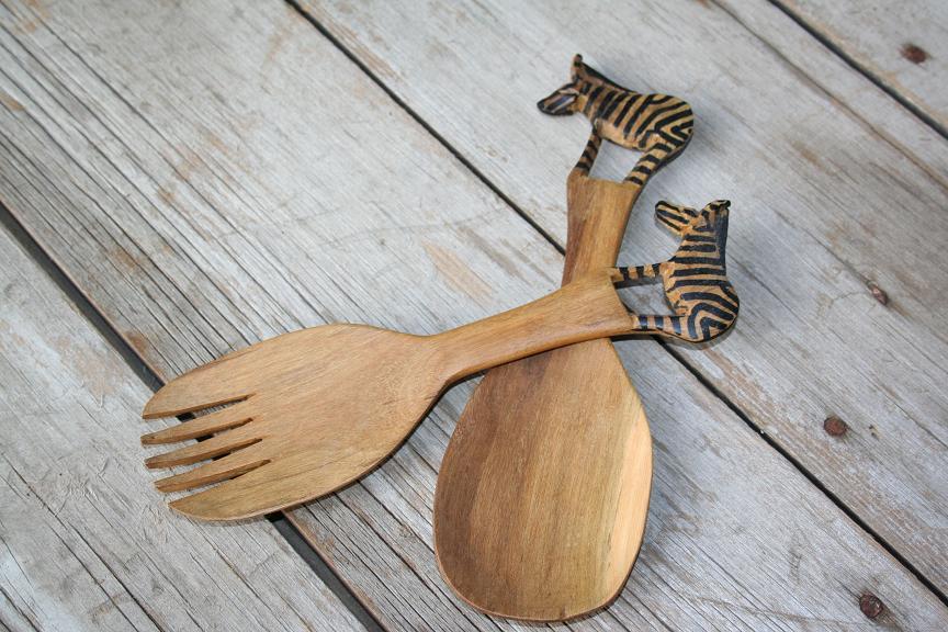A Piece of Africa Holiday Project! 28 Ugandan Zebra Wooden Spoon Set