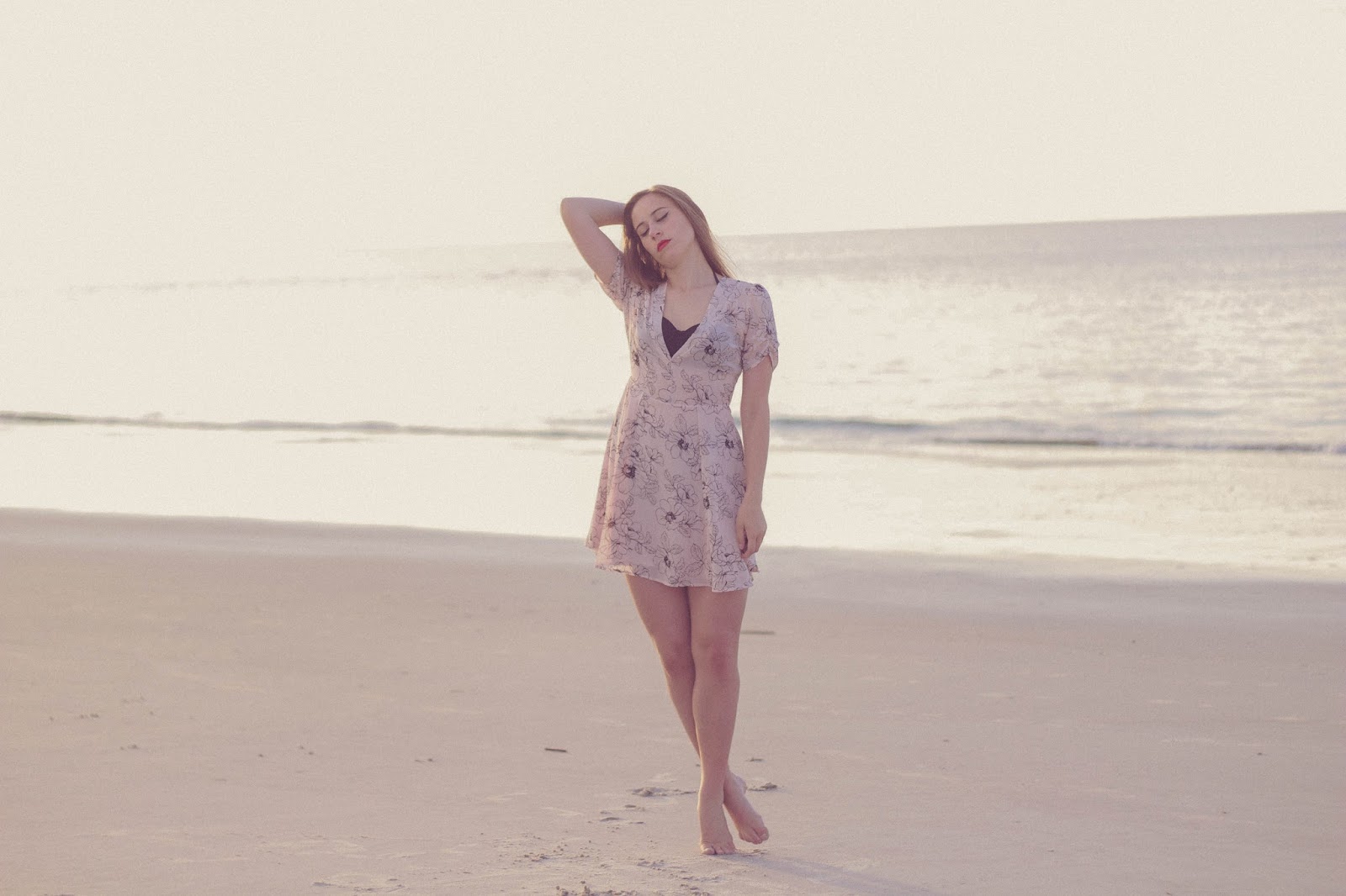 vintage, beach outfit, romantic outfit, retro, style, vintage beach style, high wasted bathing suit, chiffon floral dress , forever 21, the awakening, kate chopin, personal style blogger, movie blogger, film, summer style, taylor swift style, girly, beach photography, outfit