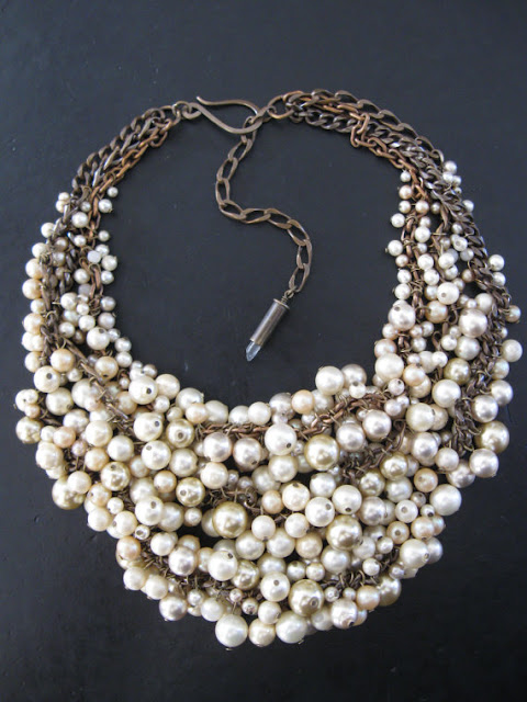 chunky pearl necklace, handmade pearl necklace