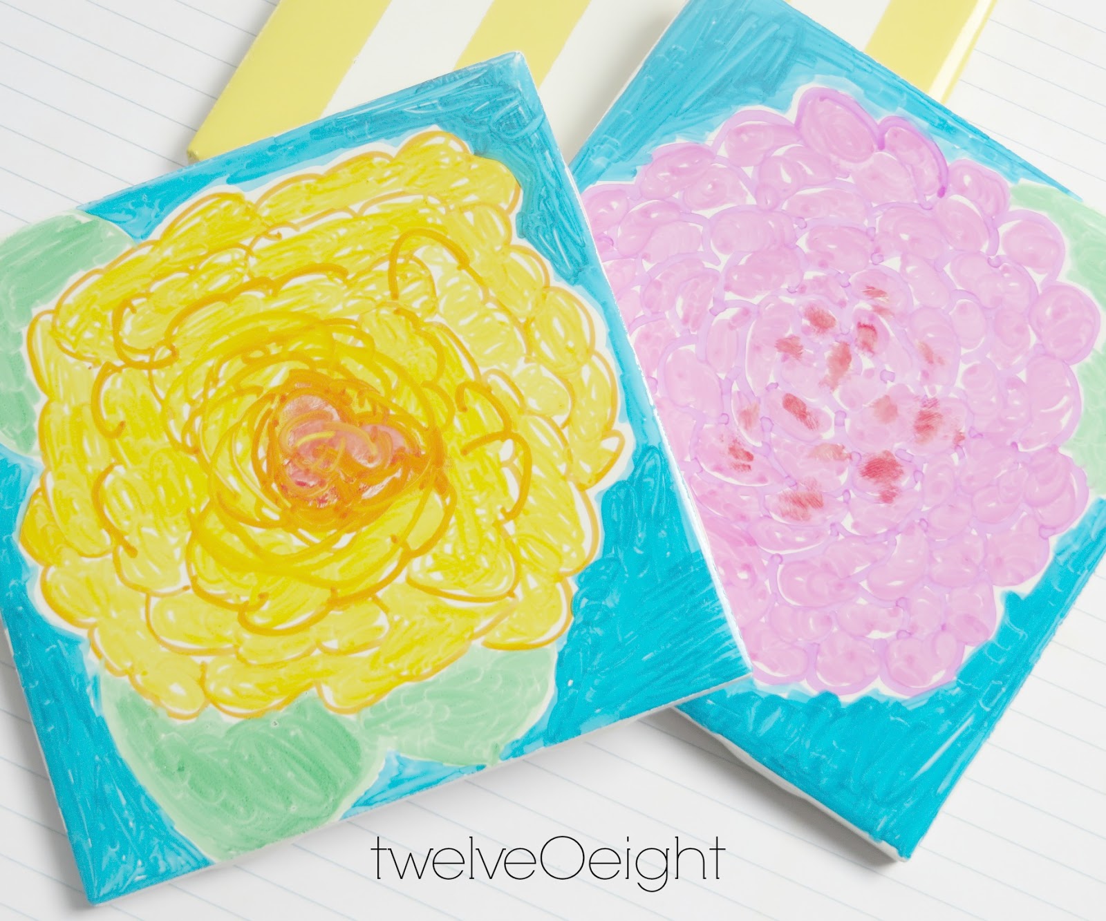 Easy Painted Tile Coasters twelveOeight