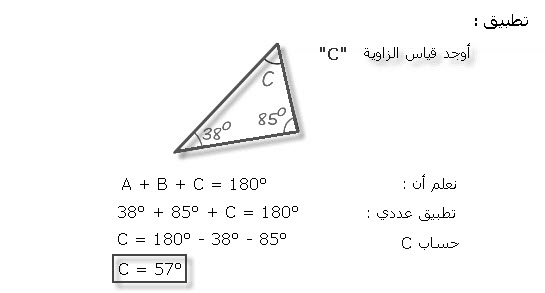 زوايا المثلث مجموع كيفية حساب