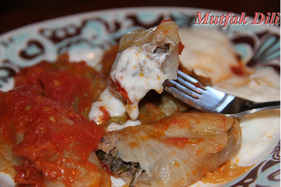 Mutfak Dili ETLİ LAHANA DOLMASI, ƏTLİ KƏLƏM DOLMASI azerbaycan mutfağı