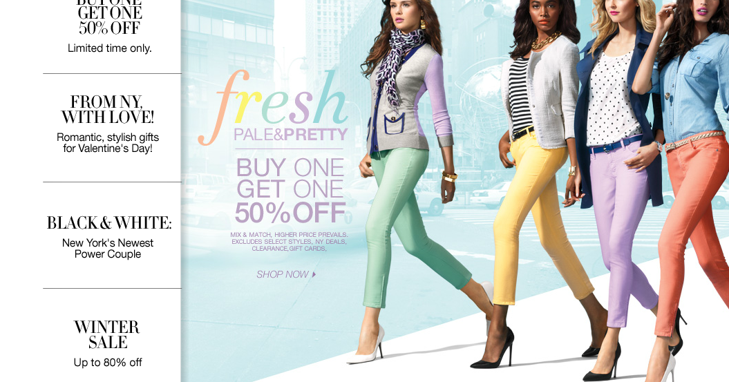 YBBG bargain shopping NY and Company coupon TODAY ONLY