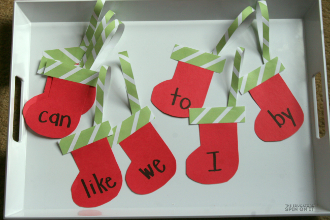 Christmas Themed Sight Word Activity from The Educators' Spin On It. Create a playful way to practice sight words at home this holiday season.