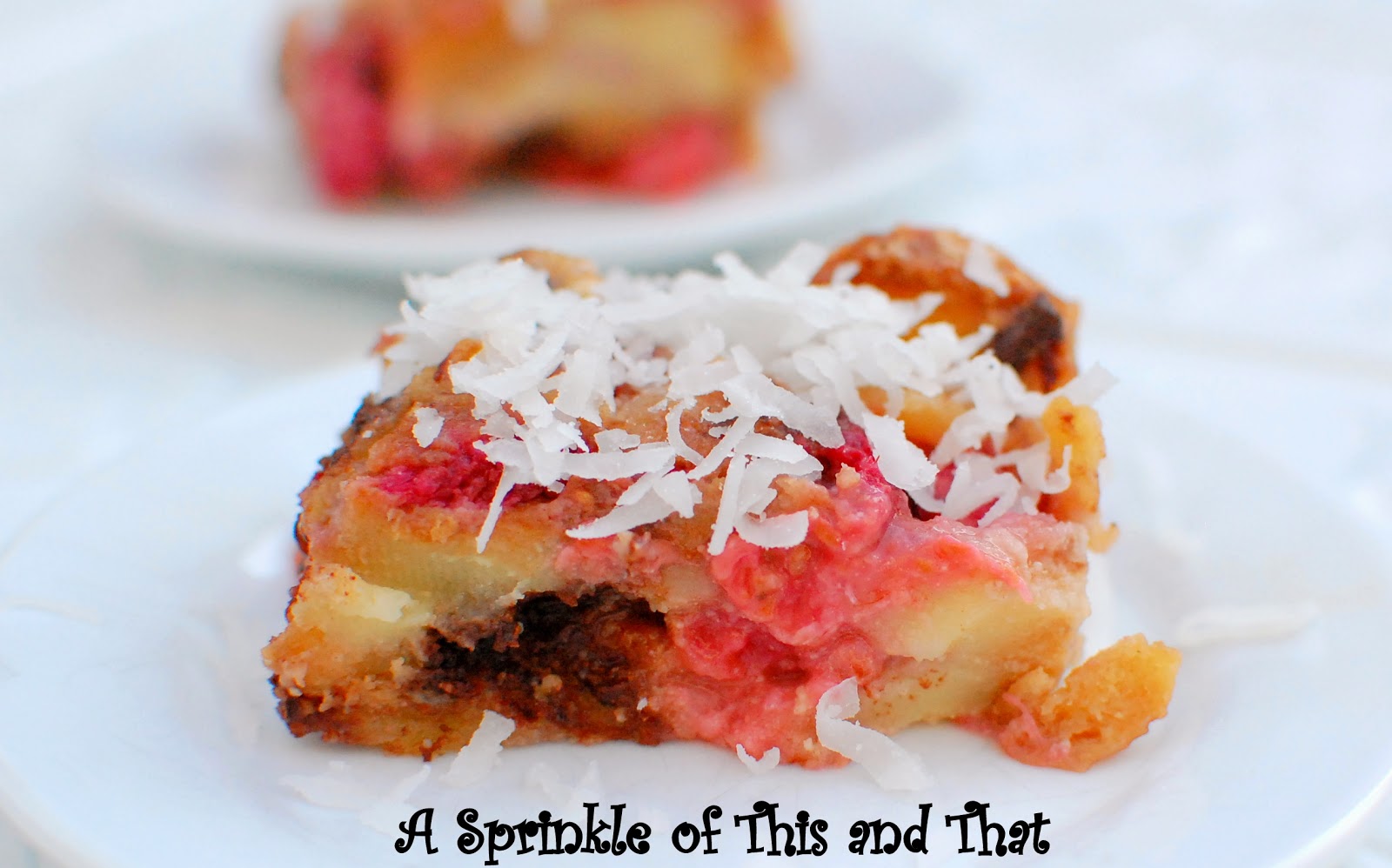 A Sprinkle of This and That Chocolate Raspberry Coconut Bread Pudding