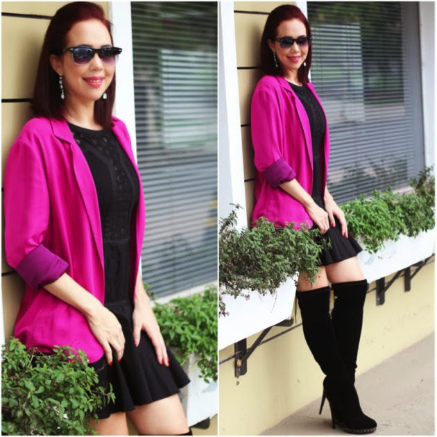 vestido preto com blazer