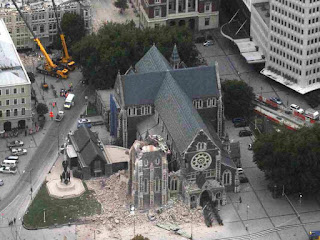 Christchurch Cathedral after the earthquake