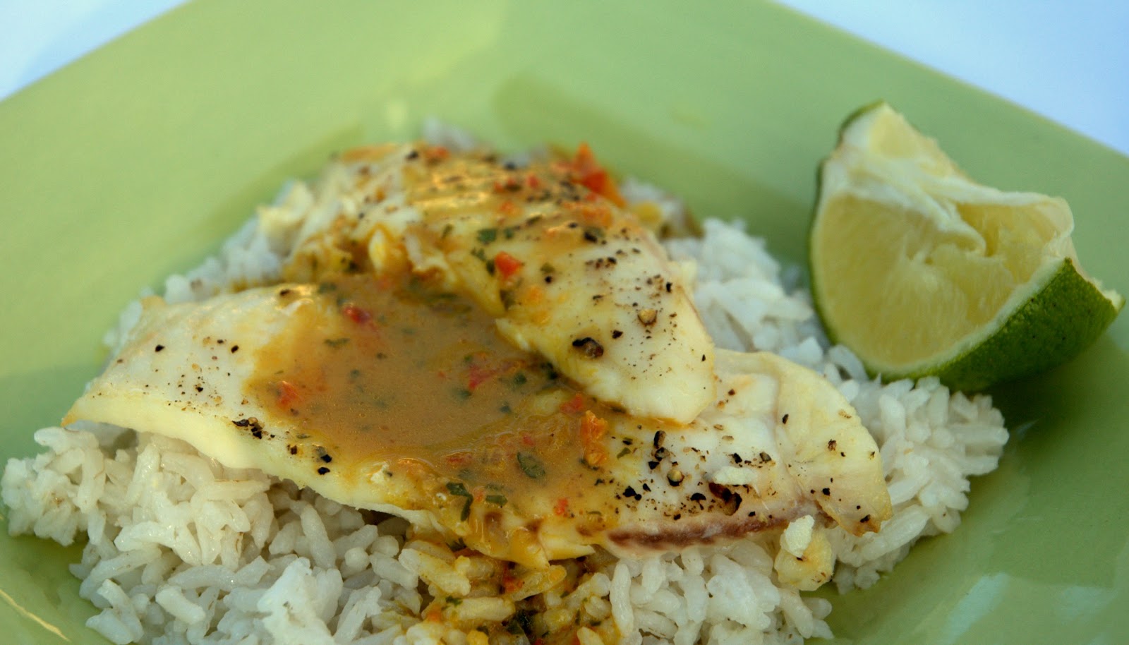 Spice Girl Tilapia with Coconut Curry Sauce and Coconut Jasmine Rice