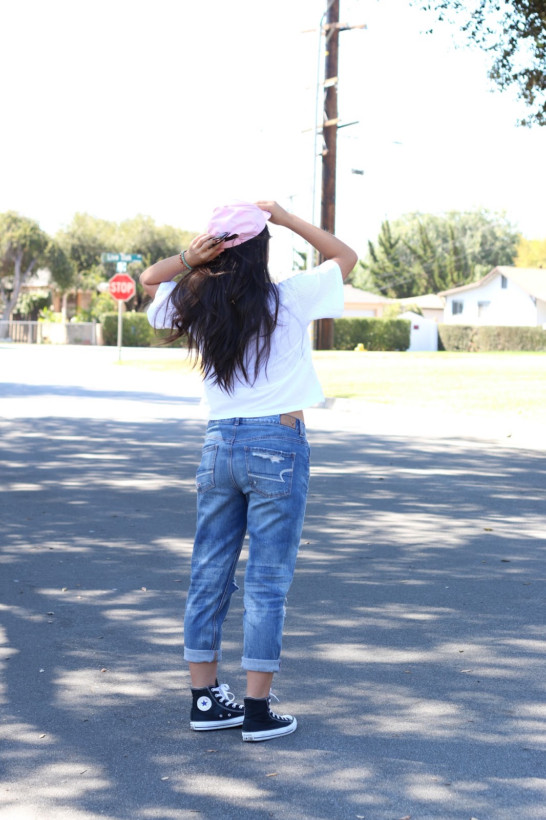 outfit of the day, outfit, style, american eagle, pink hat, fashion blogger