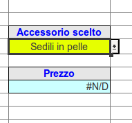 Errore per accessorio non in tabella