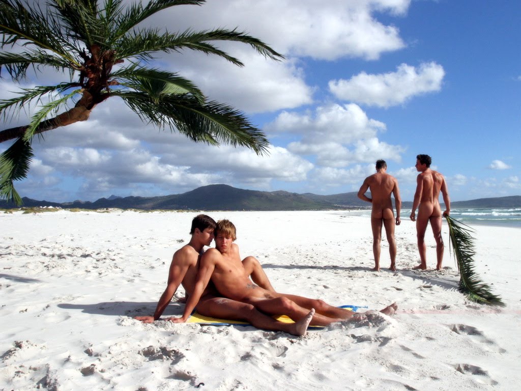 Beautiful nude men on the beach