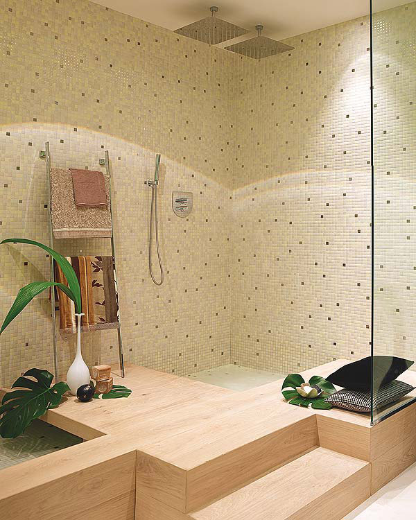 Baño blanco con verde ~ dikidu.com