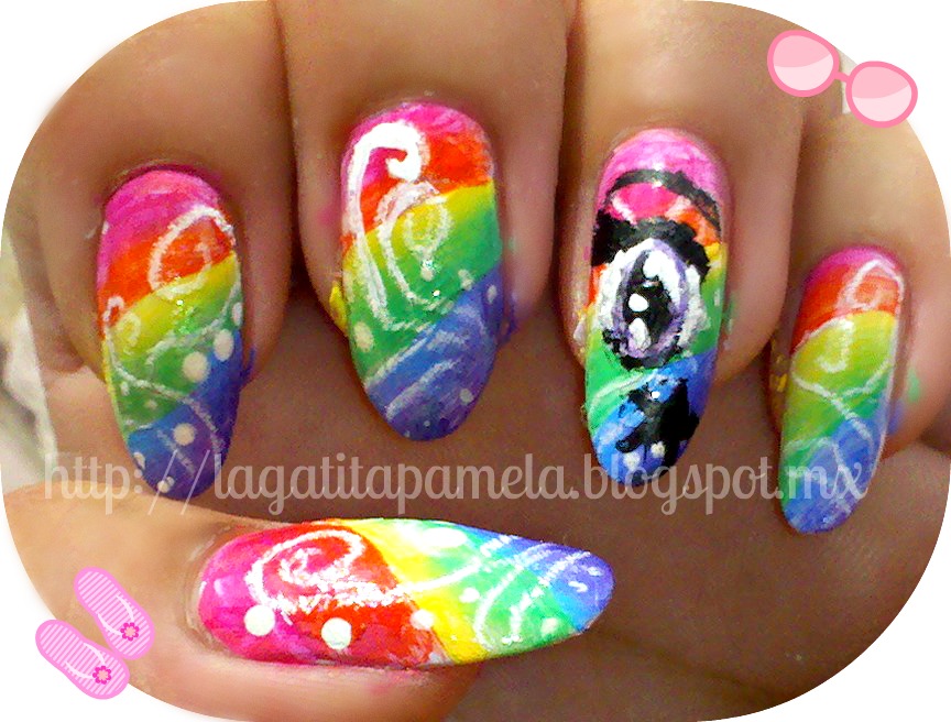 Pamela's Nails Surf Rainbow NailsUnias de surf (arcoiris)