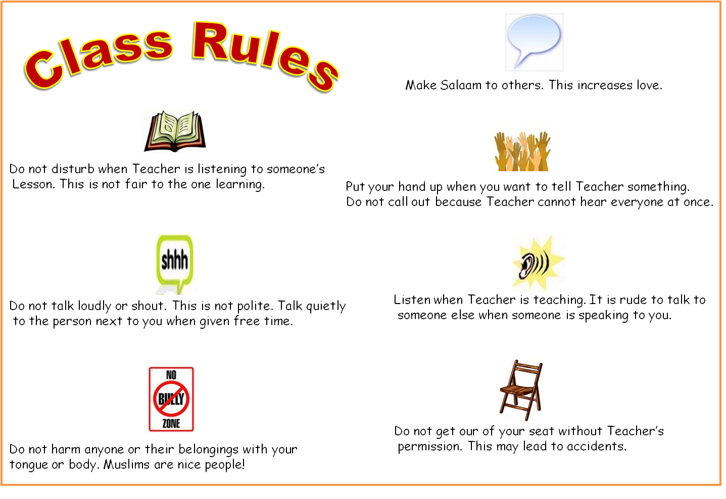 Az Positive Classroom Rules. 
