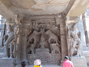 Kailasa Temple rock cut carvings.