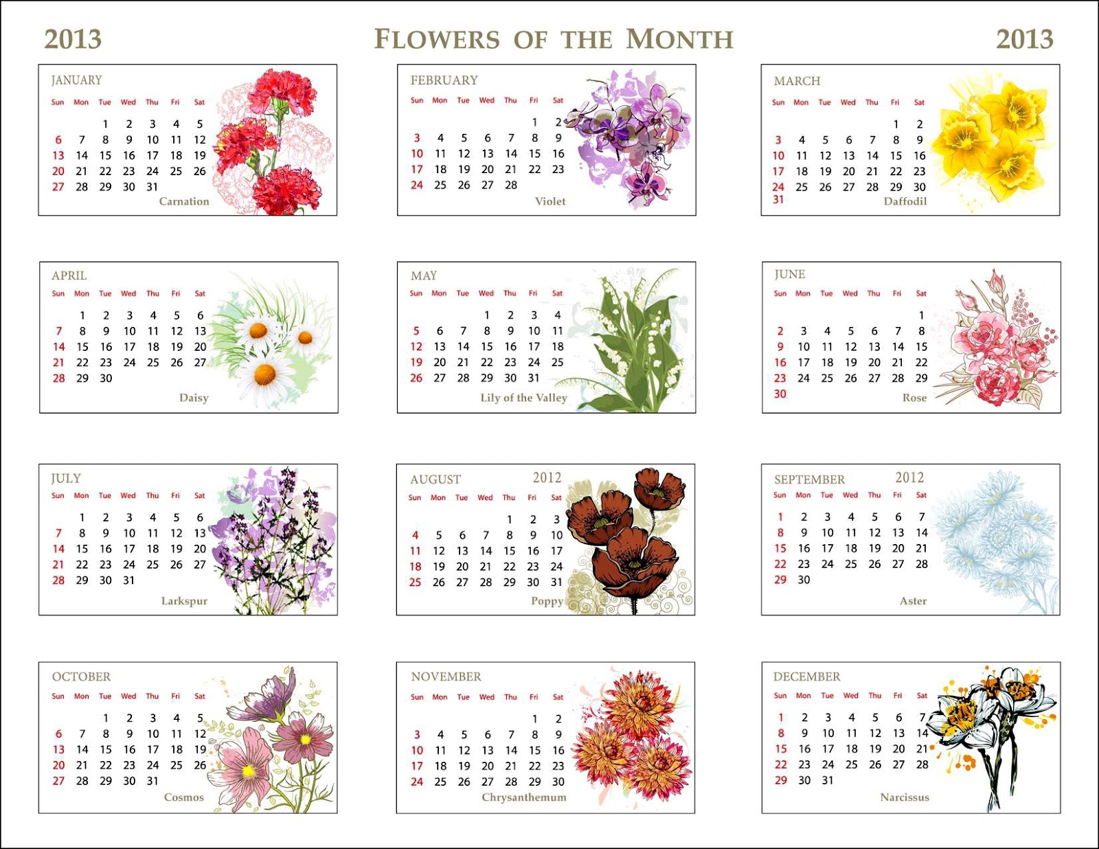 Flowers Of The Month 2013 D i g g I m a g e