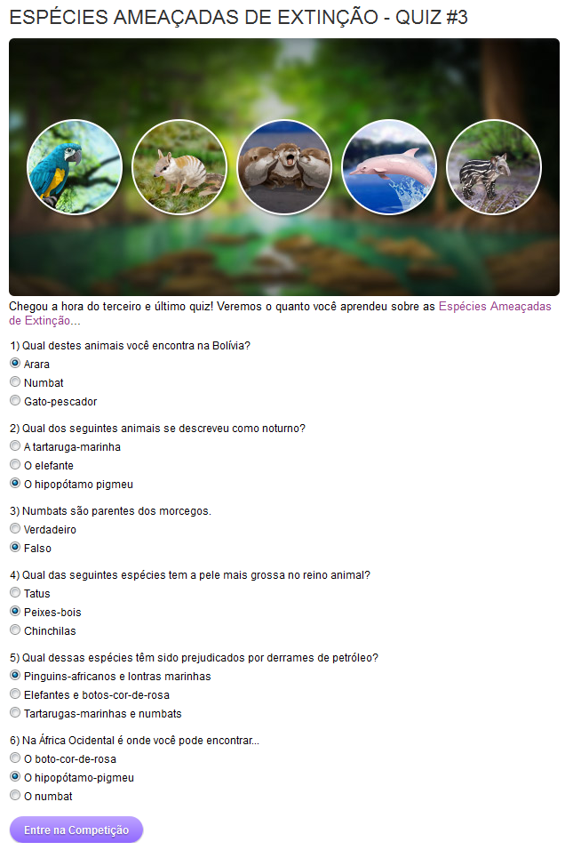 Truques Stardoll Hoje ♥: Quiz#3 - Espécies Ameaçadas de Extinção