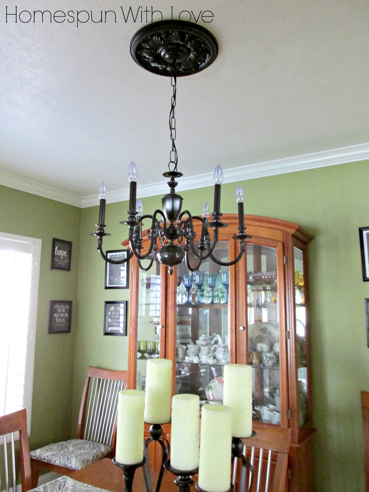 Homespun With Love diy/ Brass Chandelier Makeover
