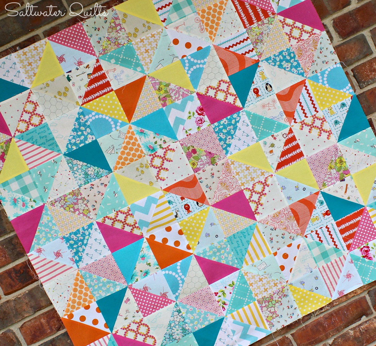 Saltwater Quilts Scrappy Happy Baby Quilt continues... (Made with Half