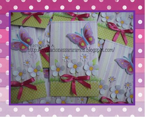 Tarjetas de invitación infantiles con motivos de mariposas y flores - Imagui