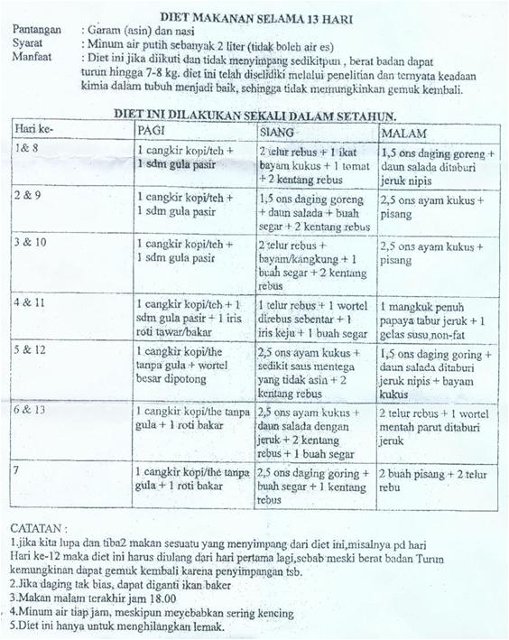 Daftar Menu Diet 1 Minggu Ayam