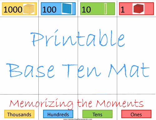 Printable base ten blocks template