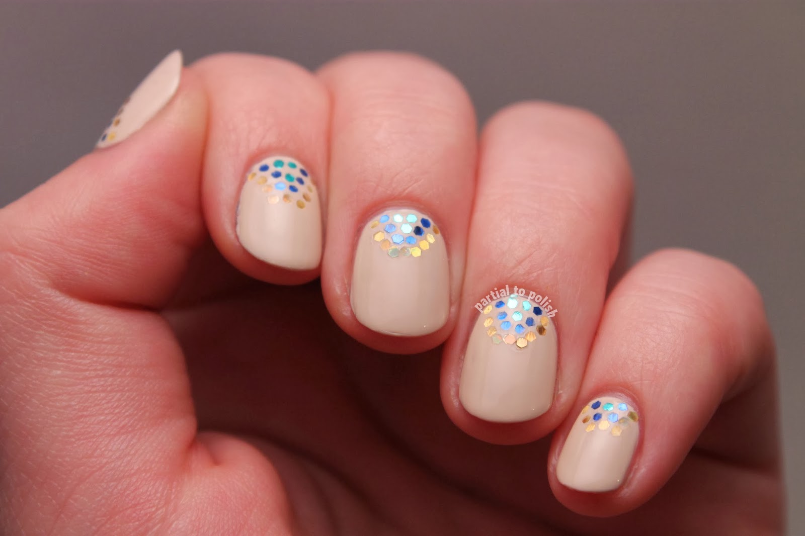 glitter placement nail design