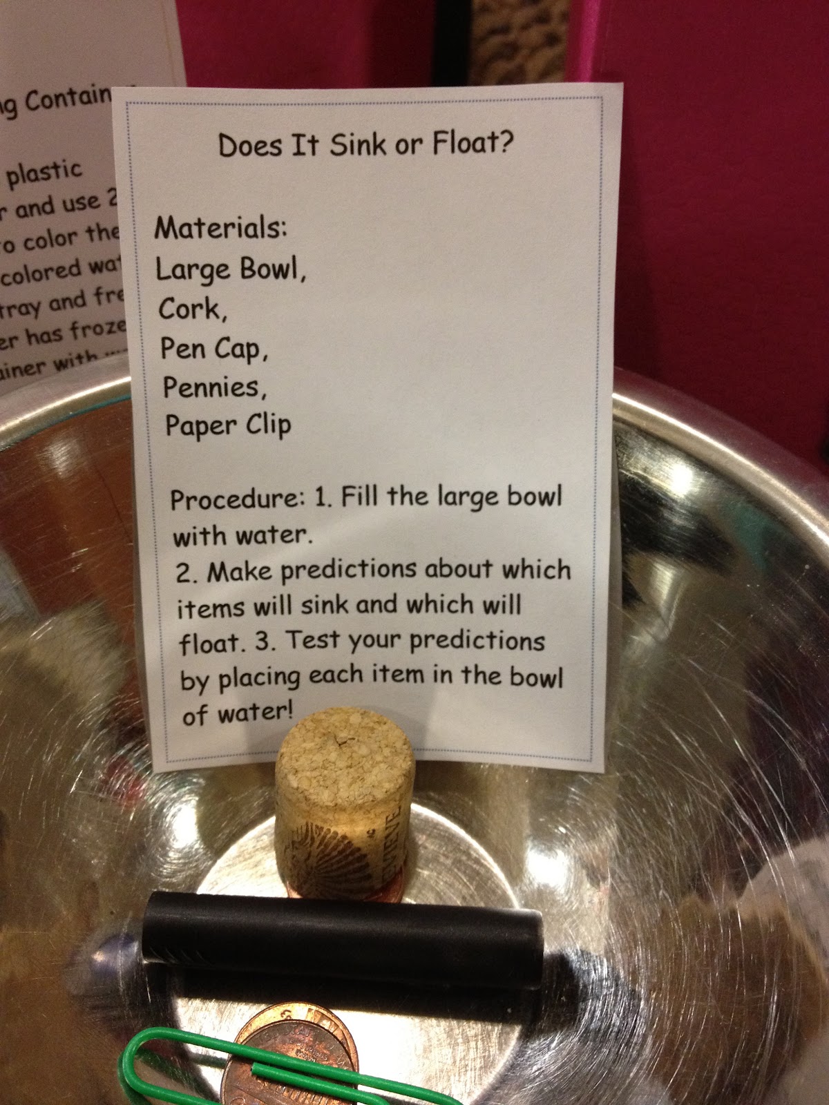 Science in PK4 4th Grade Density Investigation Box (Lesson Plan 1)
