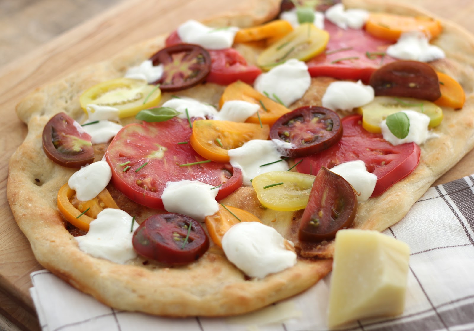 Jenny Steffens Hobick Heirloom Tomato & Fresh Mozzarella Flatbread Pizza