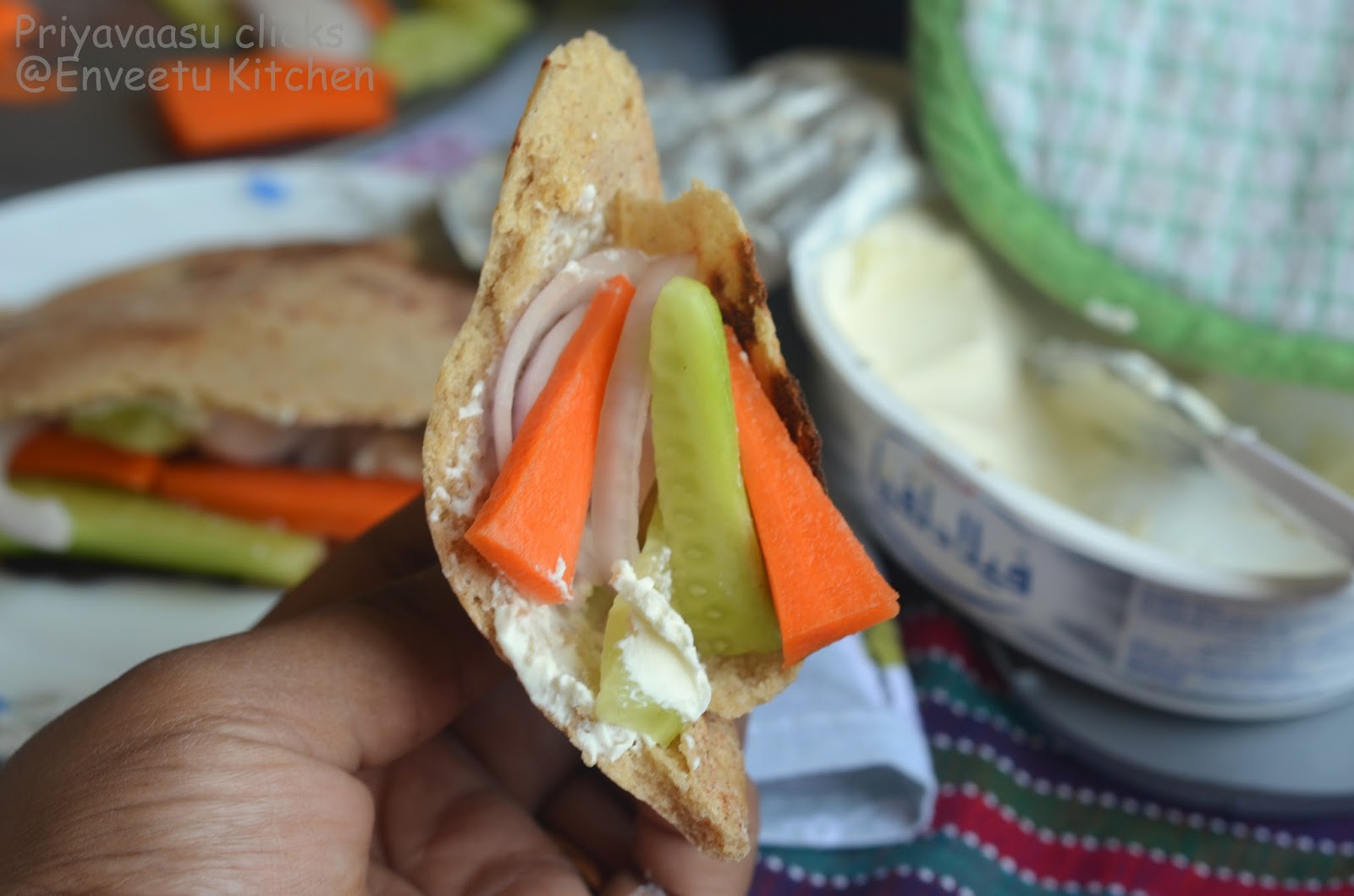 Khubz Arabi/Arabic Pita Bread/Multigrain Pita Bread on stovetop from