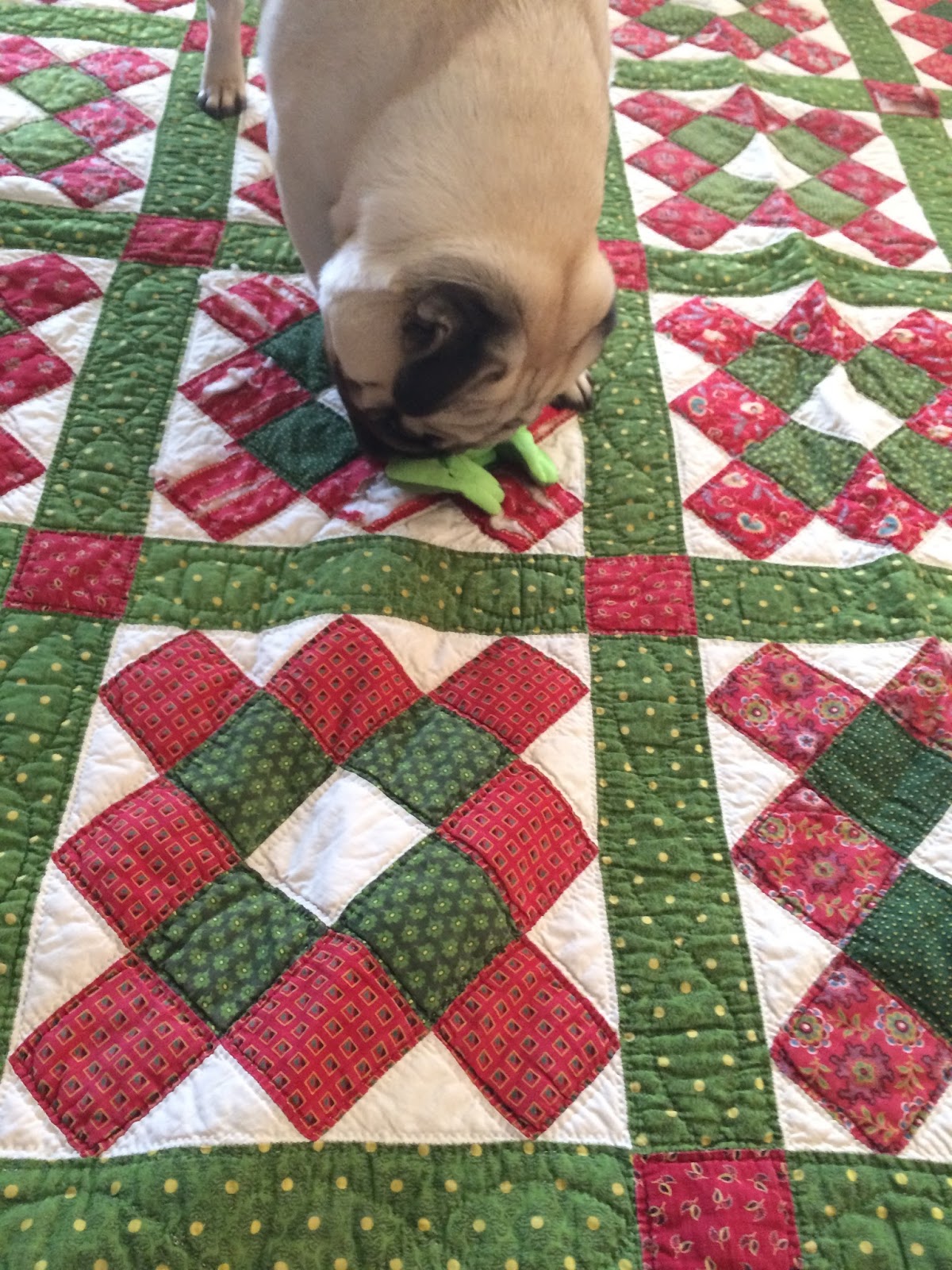 Gone To The Beach A Red and Dill Pickle Green Quilt for Christmas