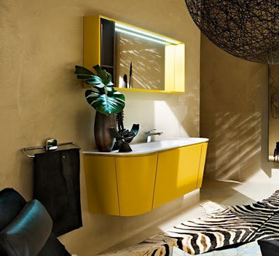 Decoración de interiores: Baños muy moderno en color amarillo