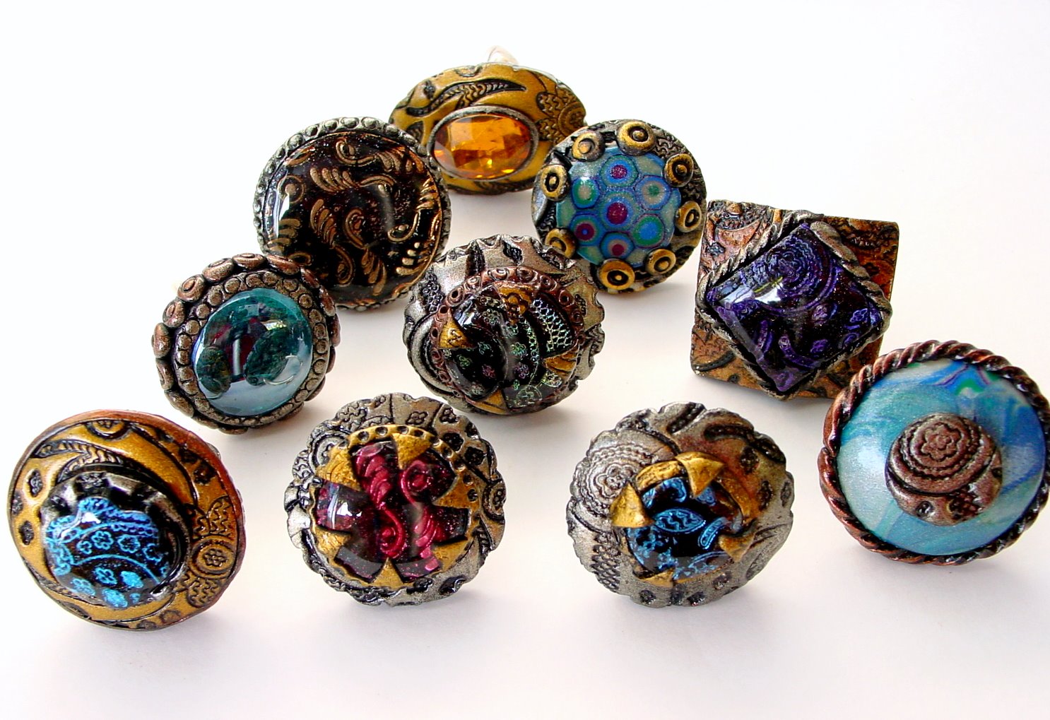 Polymer Clay Bytes! - Tina Holden's Beadcomber: Ornamental Party Rings