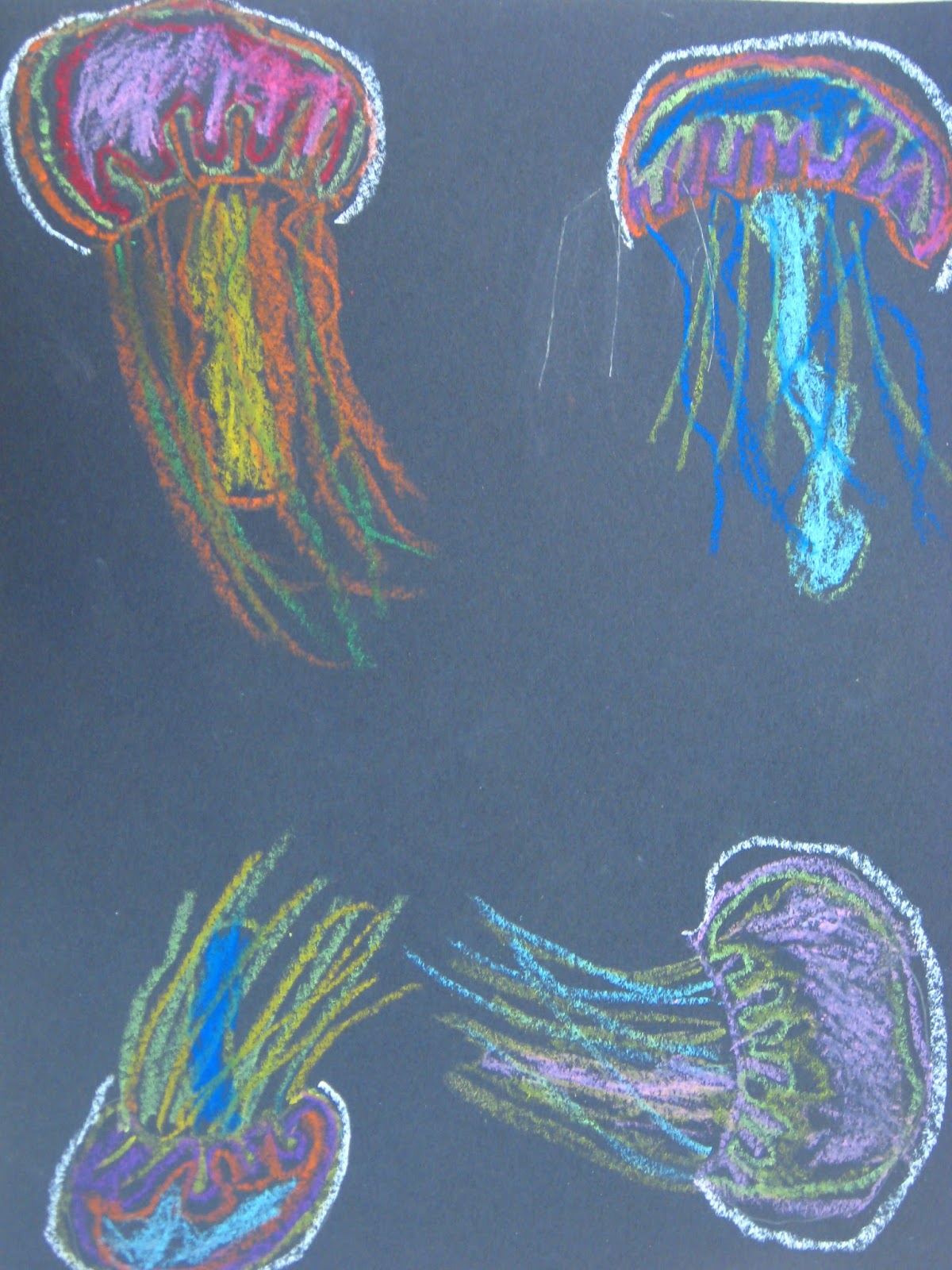 Miss Young's Art Room 3rd Grade Oil Pastel Jellyfish
