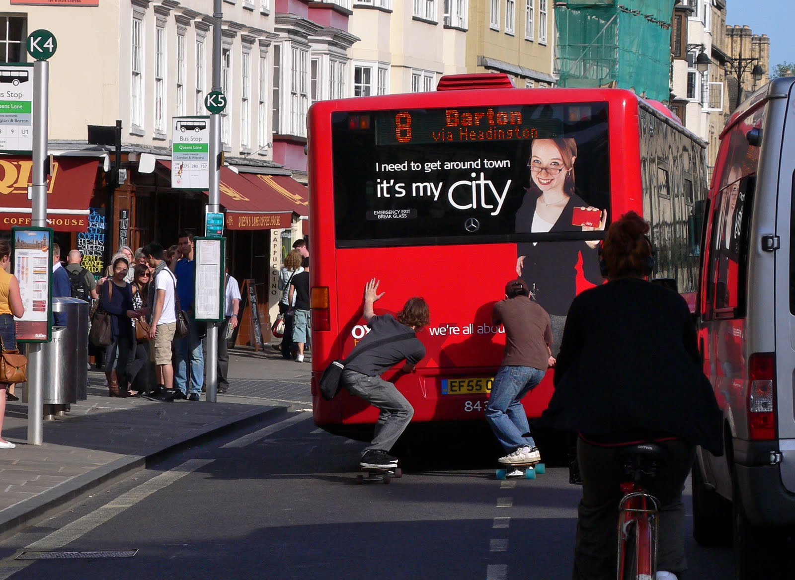 Oxford Daily Photo Skate Boarding Behind A Bus