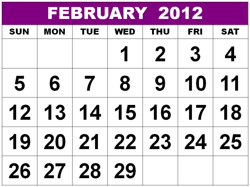 2012 calendar canada. 2012 February Calendar DIY