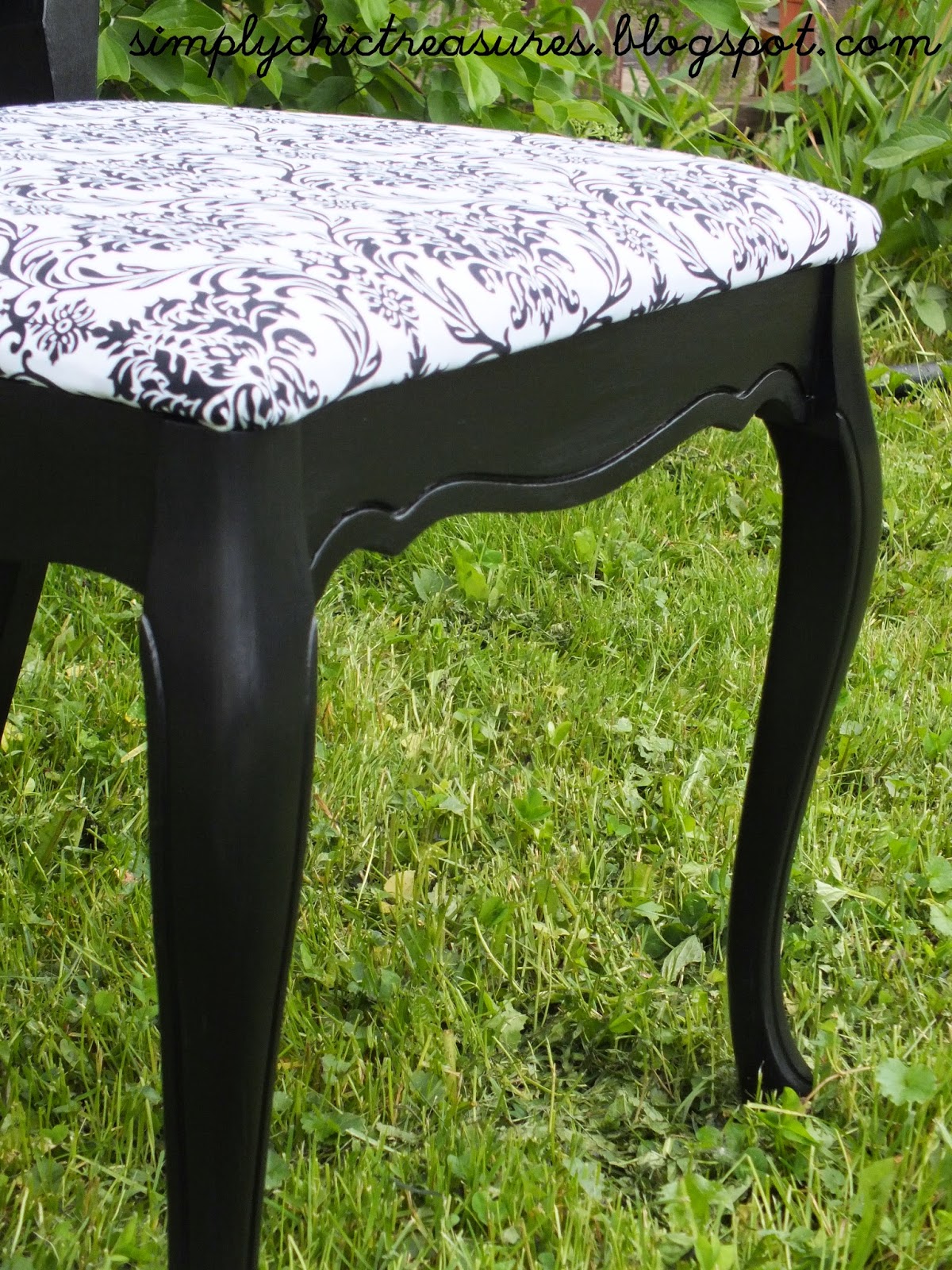 simply chic treasures Black and White Damask Chair (Or the chair that