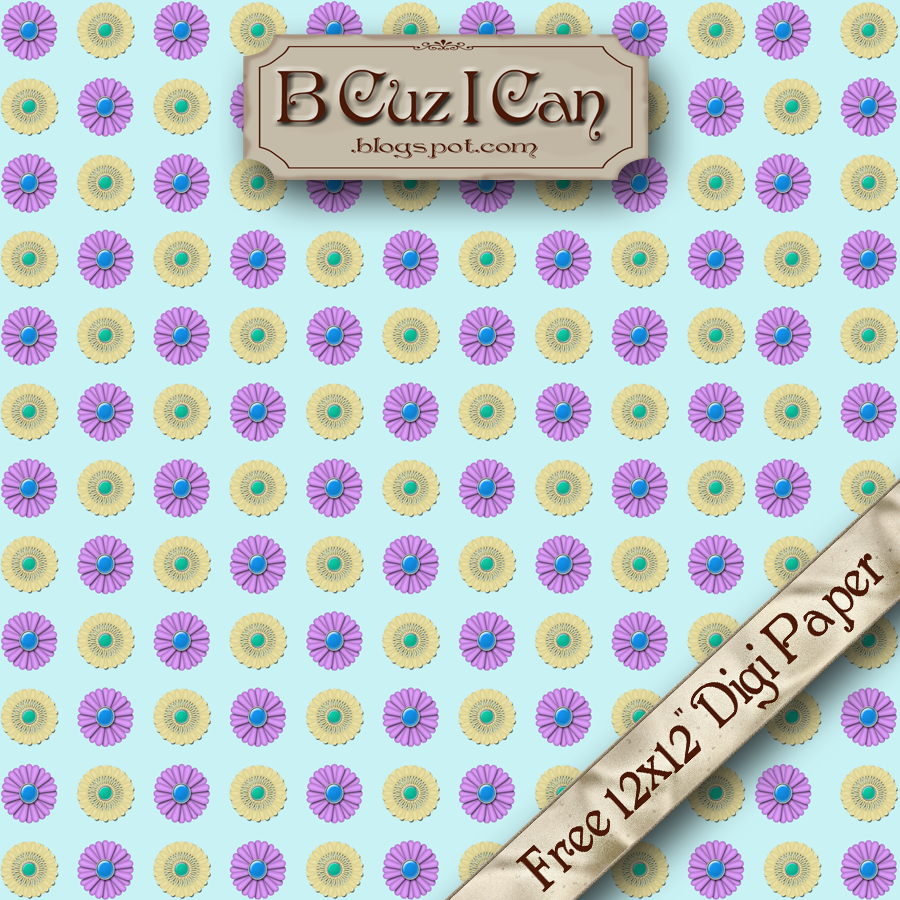 ♥♥♥♥♥♥♥♥ BCuz I Can ♥♥♥♥♥♥♥♥ Free Purple Yellow Gem Flower Digi