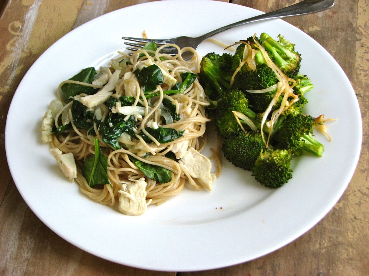 Delectably Mine Capellini with Chicken, Spinach and Camembert