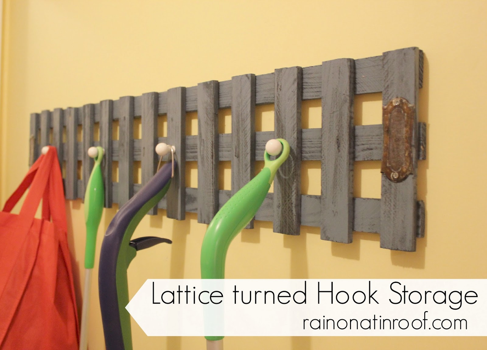 Leftover Lattice turned Hook Storage