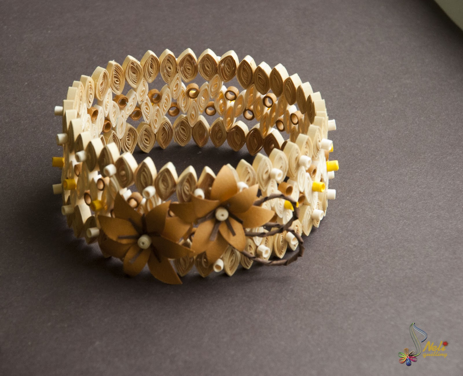 Neli Quilling Art Quilling bracelet and earrings