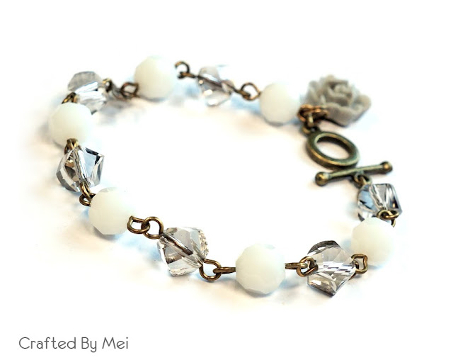 white grey crystal bracelet