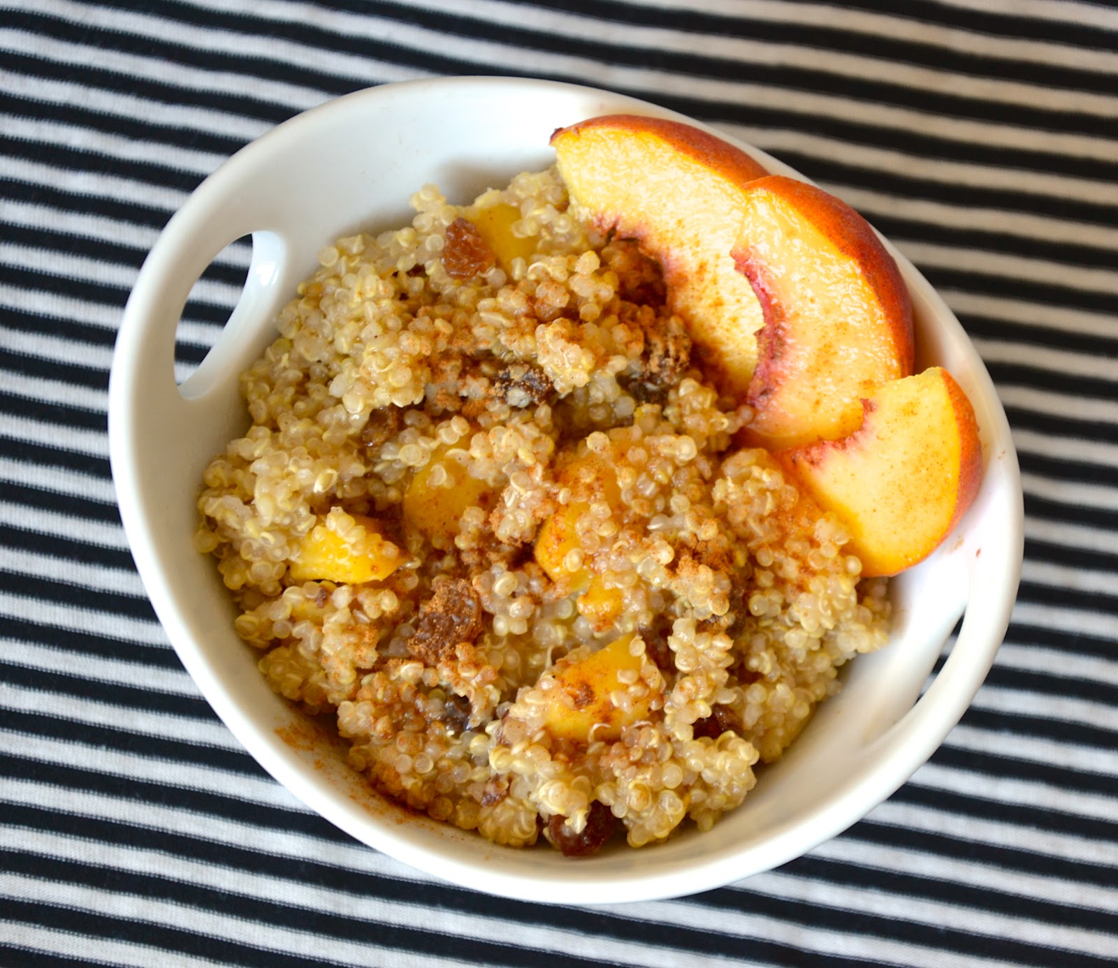 Soulshine Vegan Cinnamon Raisin Quinoa with Caramelized Peaches