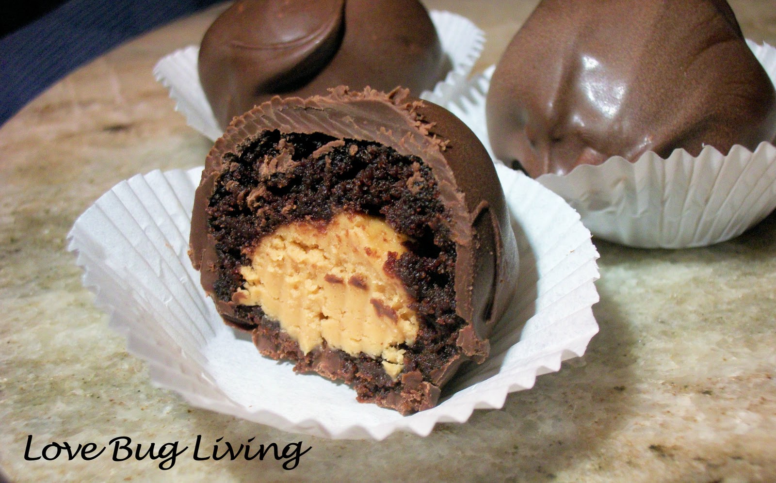 Love Bug Living Peanut Butter Stuffed Cake Balls
